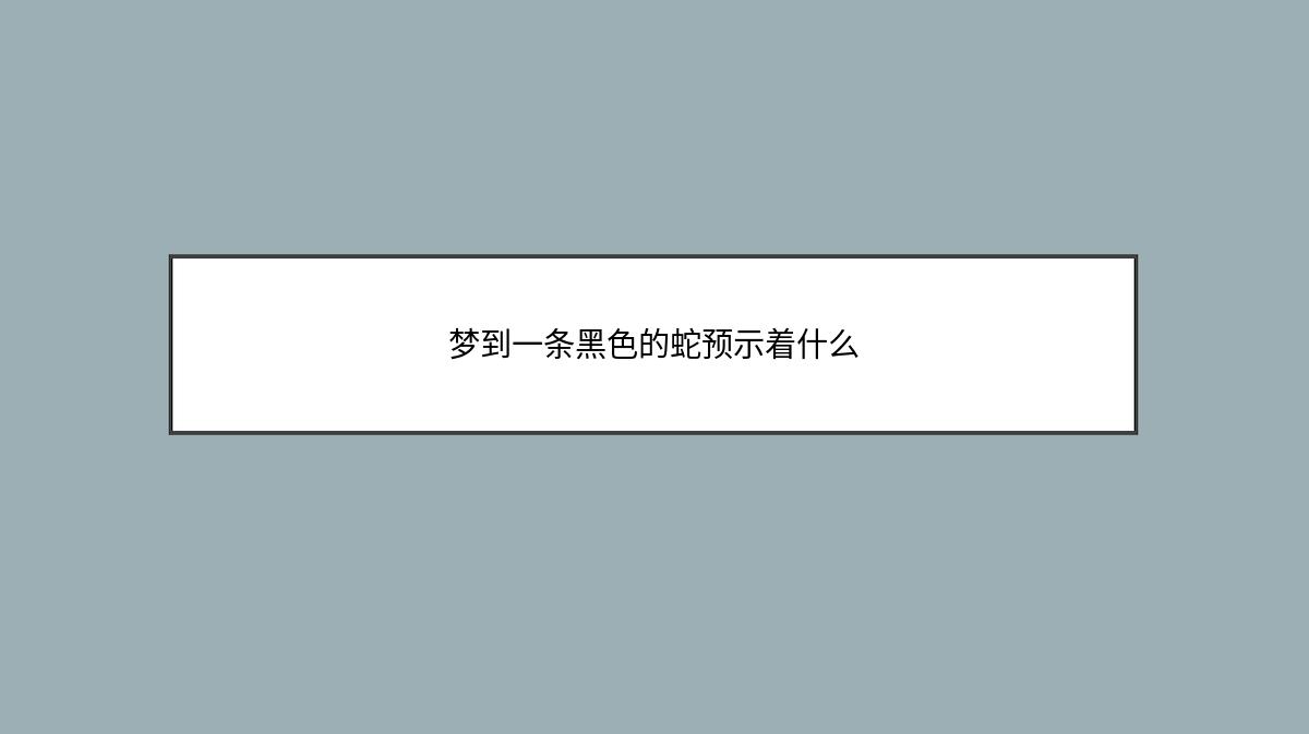 梦到一条黑色的蛇预示着什么