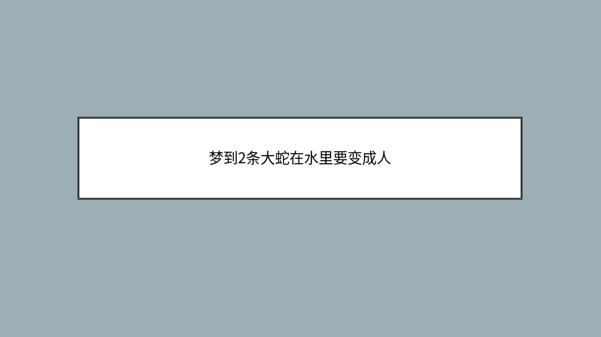 梦到2条大蛇在水里要变成人