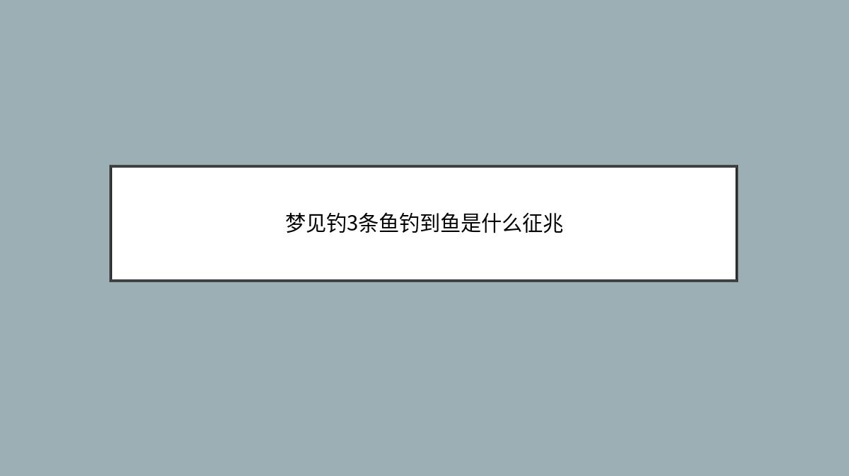 梦见钓3条鱼钓到鱼是什么征兆