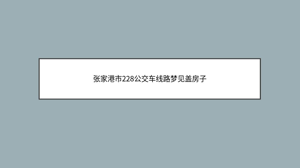 张家港市228公交车线路梦见盖房子