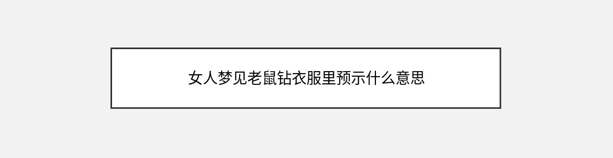 女人梦见老鼠钻衣服里预示什么意思