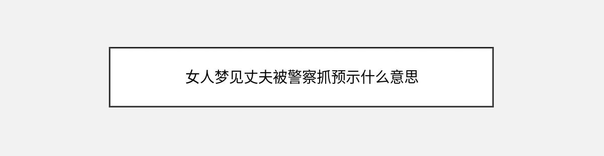 女人梦见丈夫被警察抓预示什么意思