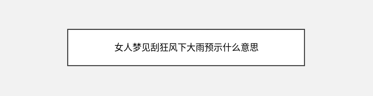 女人梦见刮狂风下大雨预示什么意思