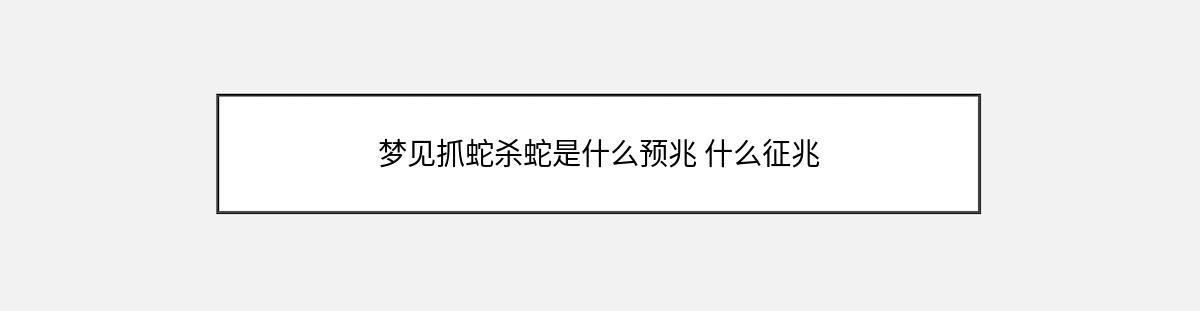 梦见抓蛇杀蛇是什么预兆 什么征兆