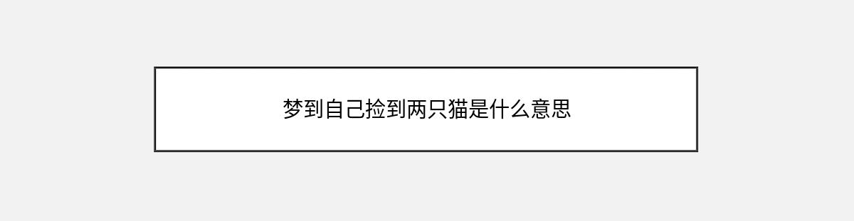 梦到自己捡到两只猫是什么意思