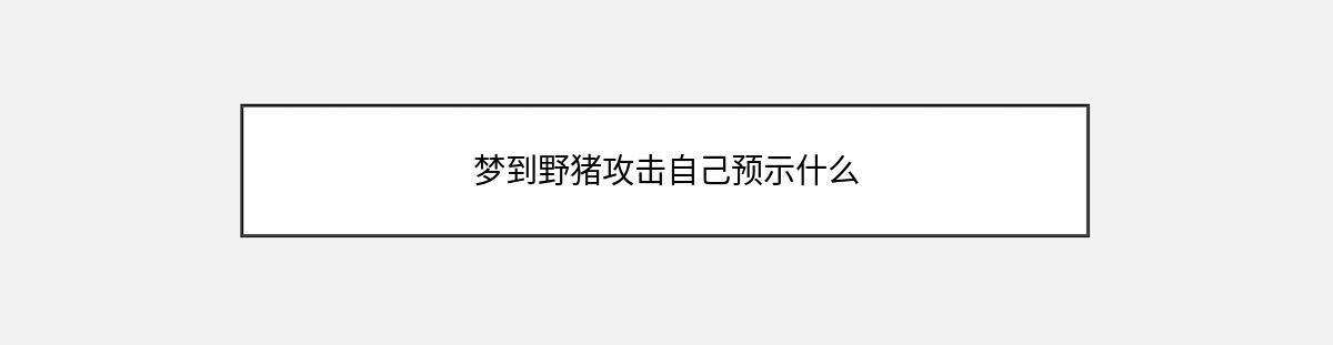 梦到野猪攻击自己预示什么