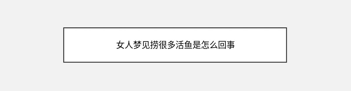 女人梦见捞很多活鱼是怎么回事