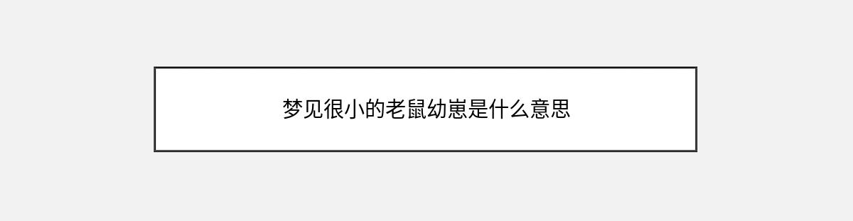 梦见很小的老鼠幼崽是什么意思