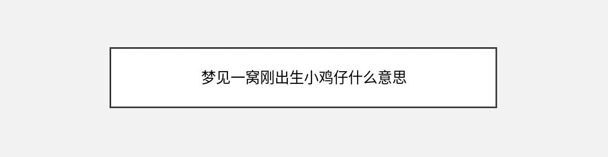 梦见一窝刚出生小鸡仔什么意思