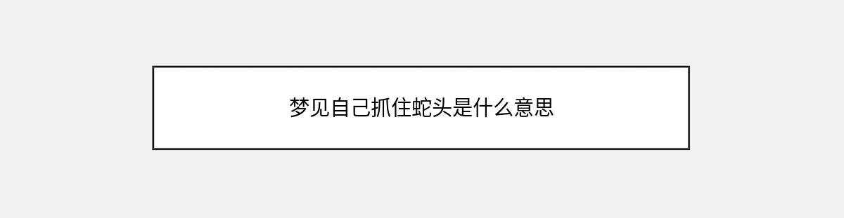 梦见自己抓住蛇头是什么意思