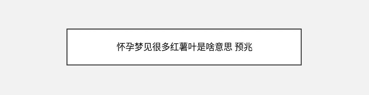 怀孕梦见很多红薯叶是啥意思 预兆