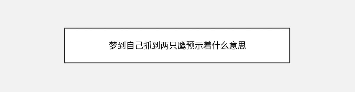 梦到自己抓到两只鹰预示着什么意思