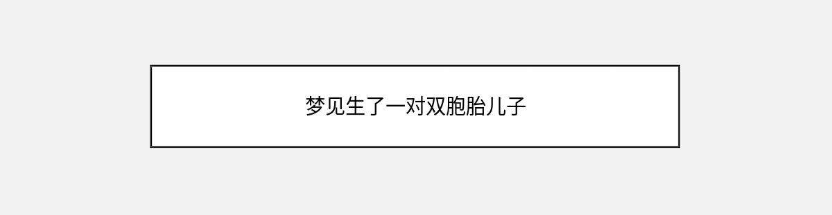 梦见生了一对双胞胎儿子