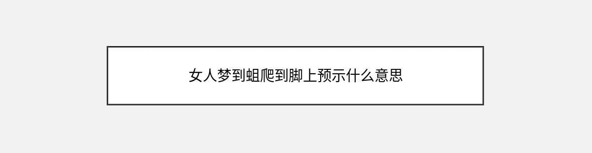 女人梦到蛆爬到脚上预示什么意思