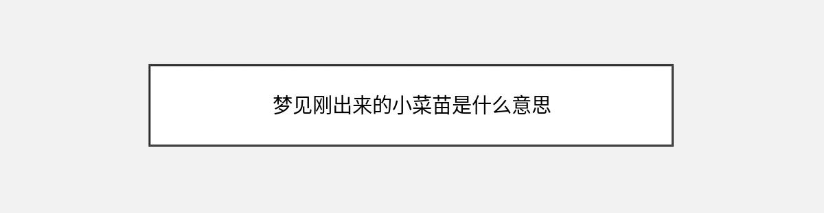 梦见刚出来的小菜苗是什么意思