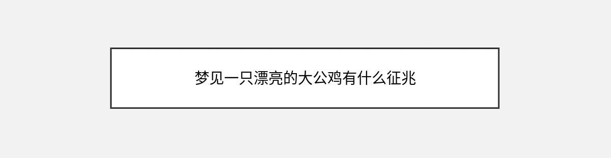 梦见一只漂亮的大公鸡有什么征兆