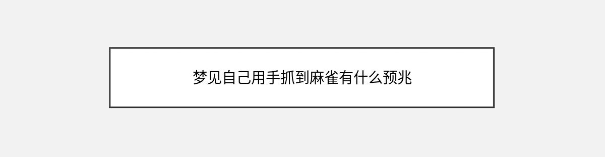 梦见自己用手抓到麻雀有什么预兆