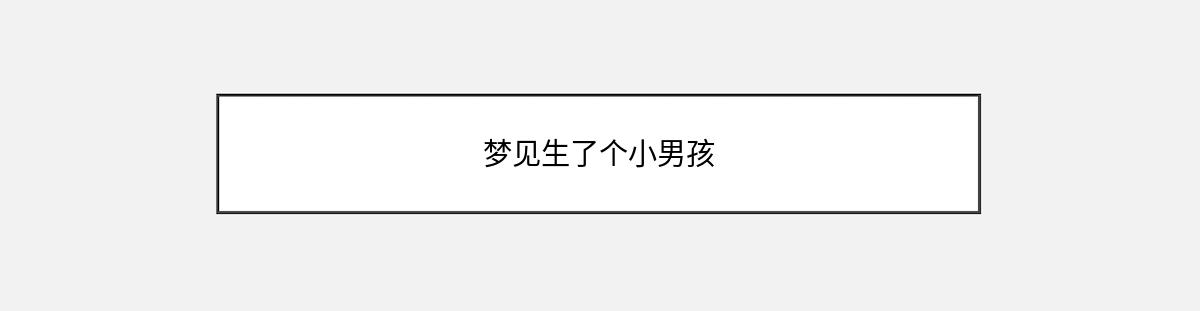 梦见生了个小男孩