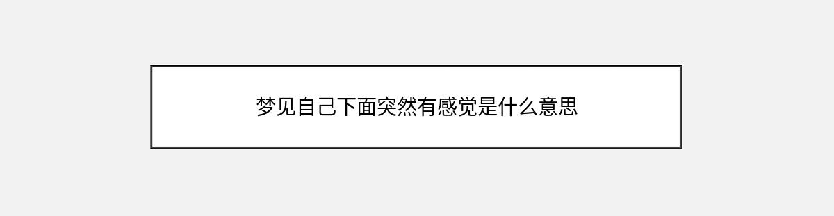 梦见自己下面突然有感觉是什么意思