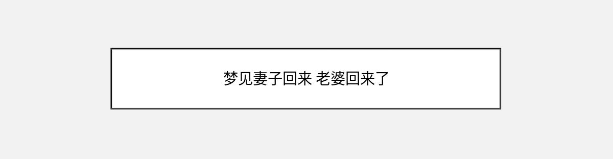 梦见妻子回来 老婆回来了