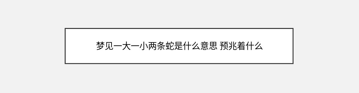 梦见一大一小两条蛇是什么意思 预兆着什么