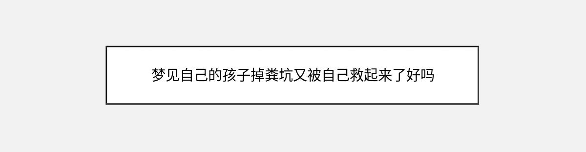 梦见自己的孩子掉粪坑又被自己救起来了好吗