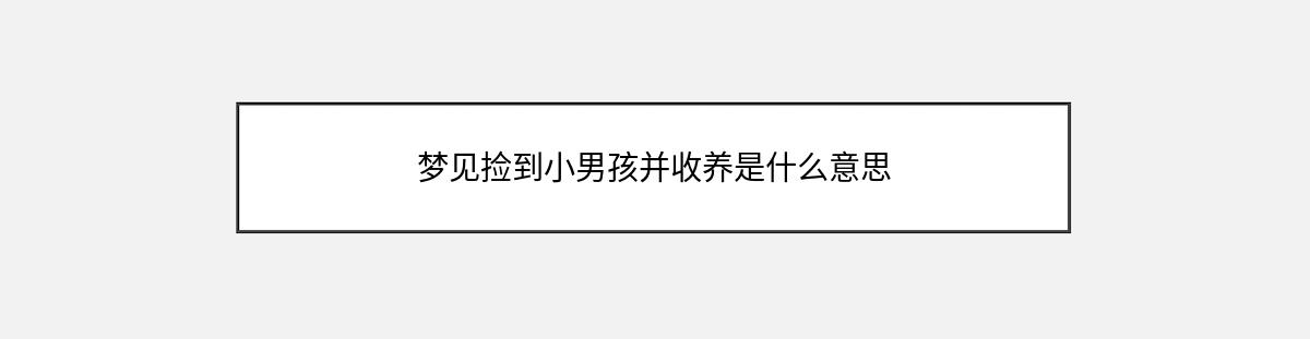 梦见捡到小男孩并收养是什么意思