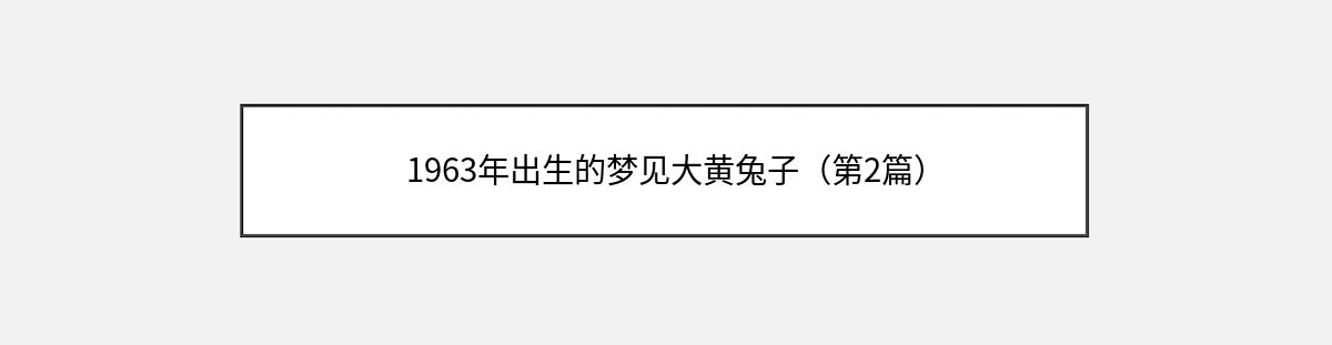 1963年出生的梦见大黄兔子（第2篇）