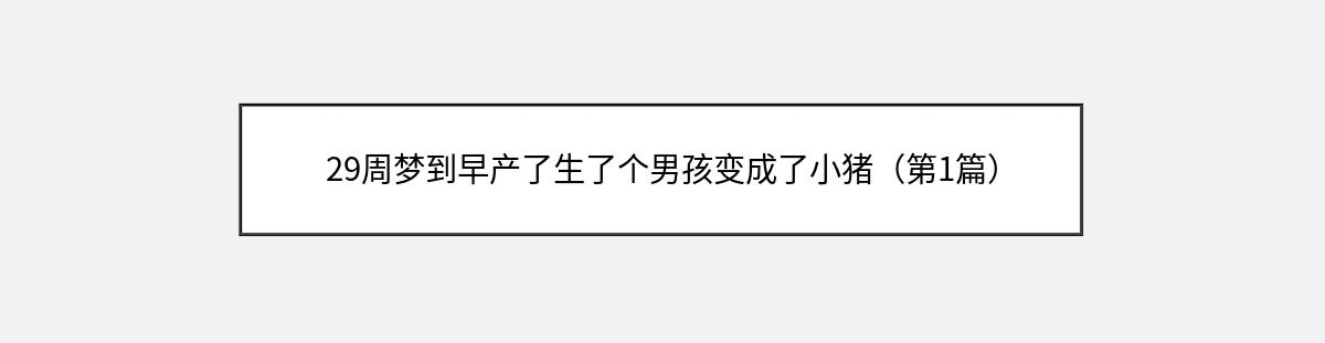 29周梦到早产了生了个男孩变成了小猪（第1篇）