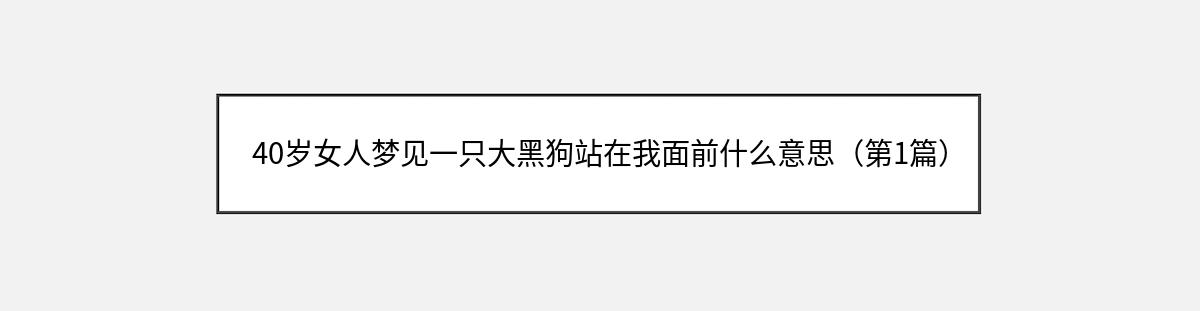 40岁女人梦见一只大黑狗站在我面前什么意思（第1篇）