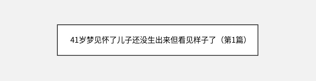 41岁梦见怀了儿子还没生出来但看见样子了（第1篇）