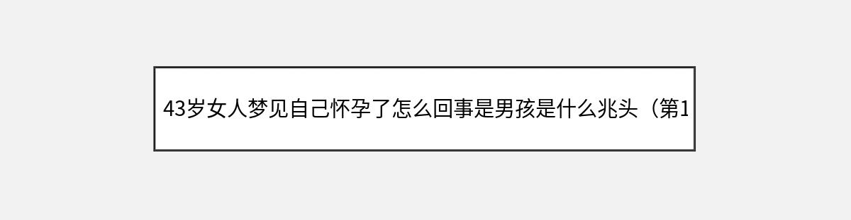 43岁女人梦见自己怀孕了怎么回事是男孩是什么兆头（第1篇）