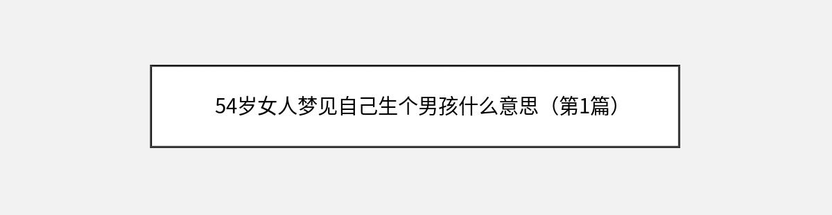 54岁女人梦见自己生个男孩什么意思（第1篇）