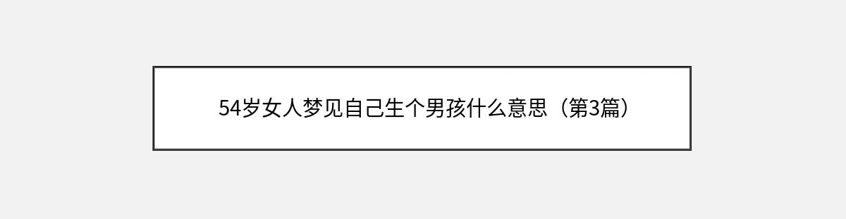 54岁女人梦见自己生个男孩什么意思（第3篇）