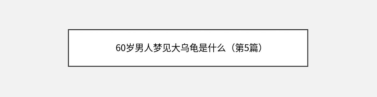 60岁男人梦见大乌龟是什么（第5篇）