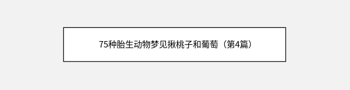 75种胎生动物梦见揪桃子和葡萄（第4篇）