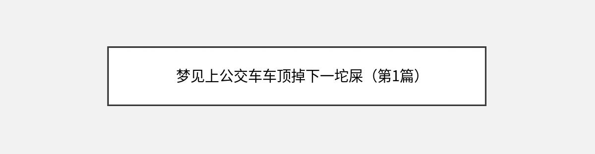 梦见上公交车车顶掉下一坨屎（第1篇）