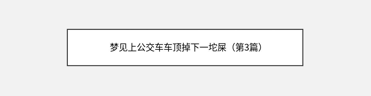 梦见上公交车车顶掉下一坨屎（第3篇）