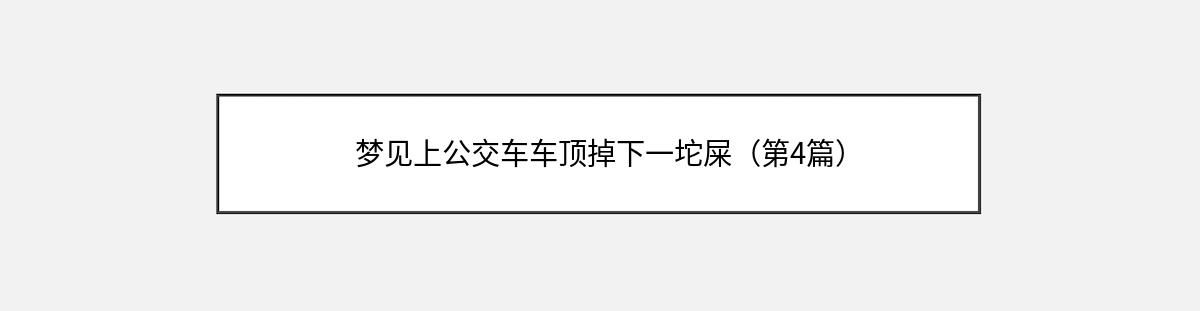 梦见上公交车车顶掉下一坨屎（第4篇）