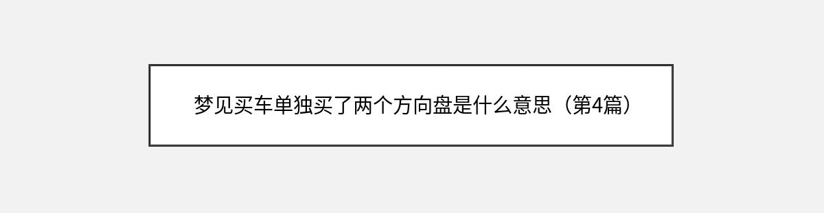 梦见买车单独买了两个方向盘是什么意思（第4篇）