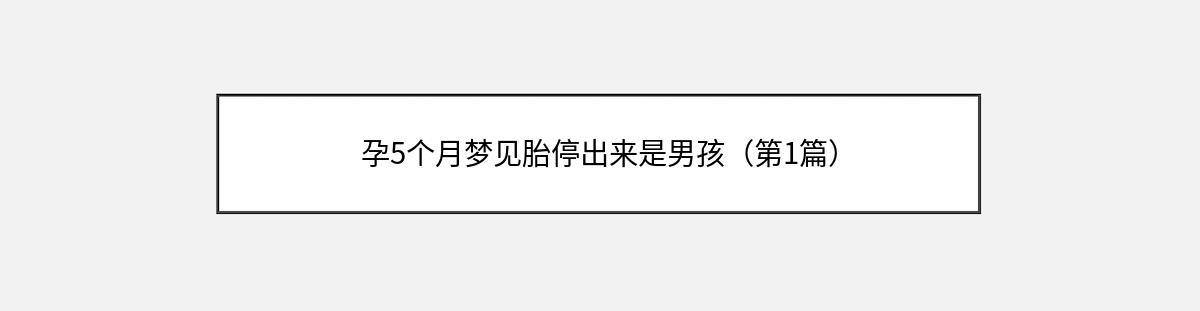 孕5个月梦见胎停出来是男孩（第1篇）