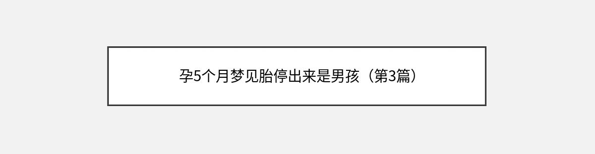 孕5个月梦见胎停出来是男孩（第3篇）