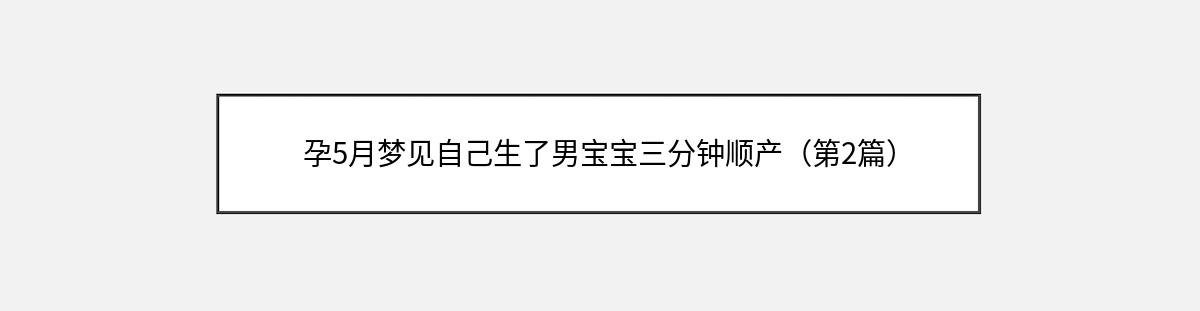 孕5月梦见自己生了男宝宝三分钟顺产（第2篇）