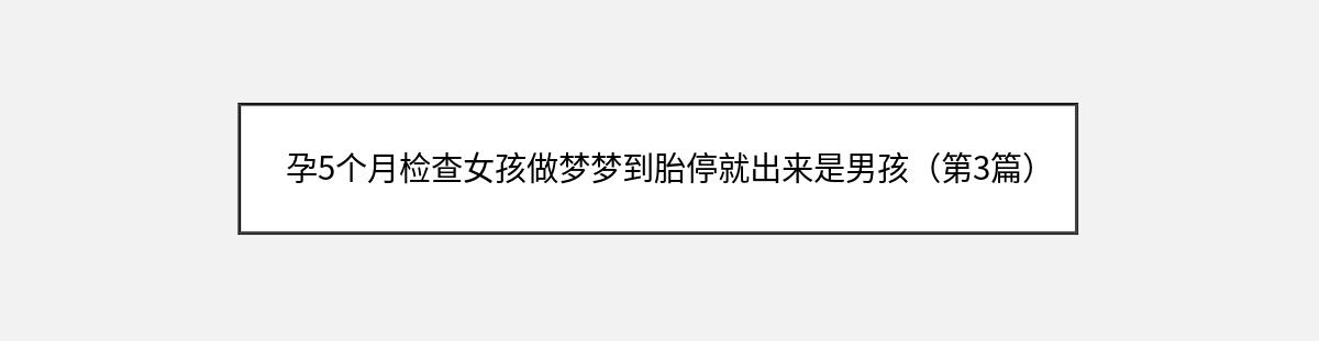 孕5个月检查女孩做梦梦到胎停就出来是男孩（第3篇）