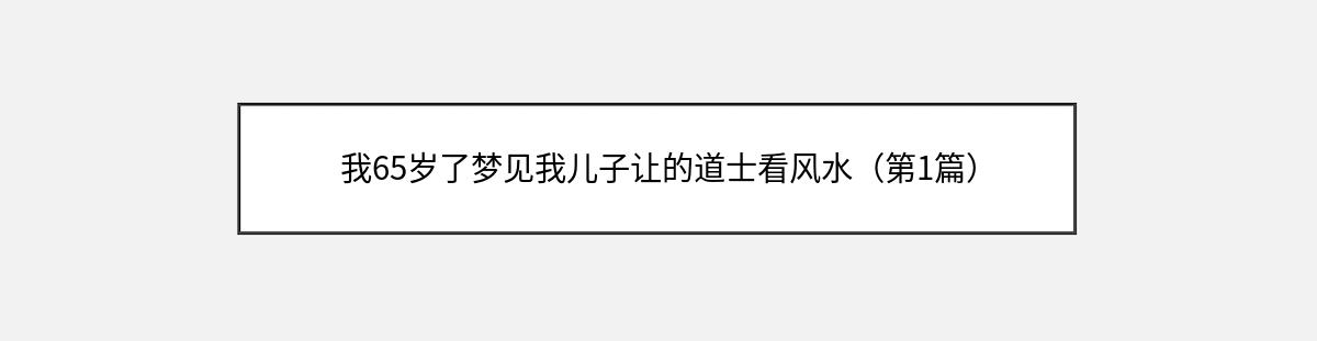 我65岁了梦见我儿子让的道士看风水（第1篇）