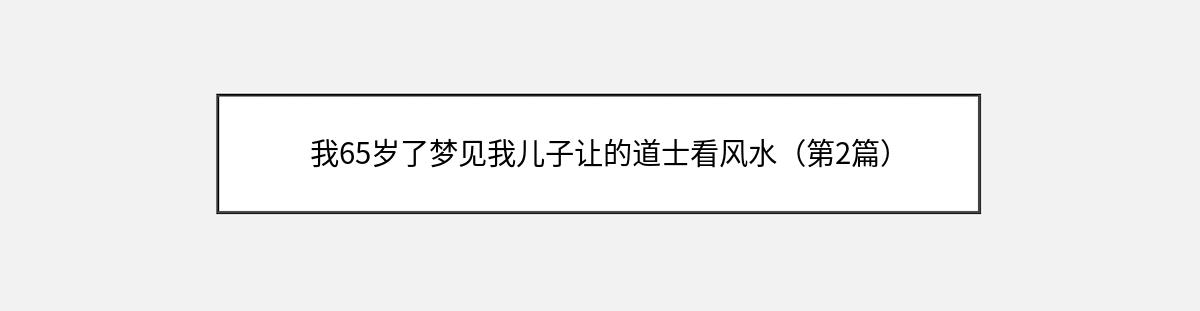 我65岁了梦见我儿子让的道士看风水（第2篇）