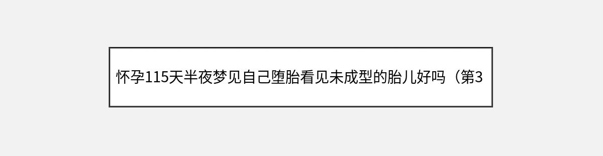 怀孕115天半夜梦见自己堕胎看见未成型的胎儿好吗（第3篇）