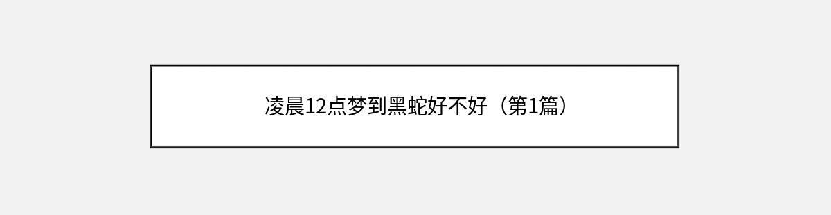 凌晨12点梦到黑蛇好不好（第1篇）