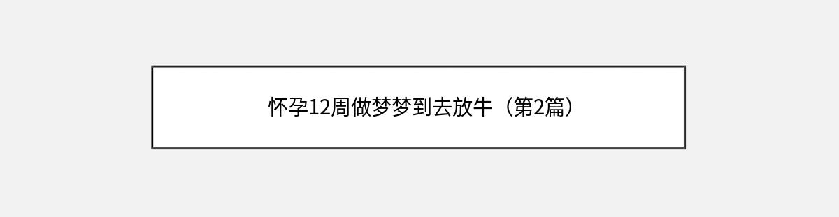 怀孕12周做梦梦到去放牛（第2篇）