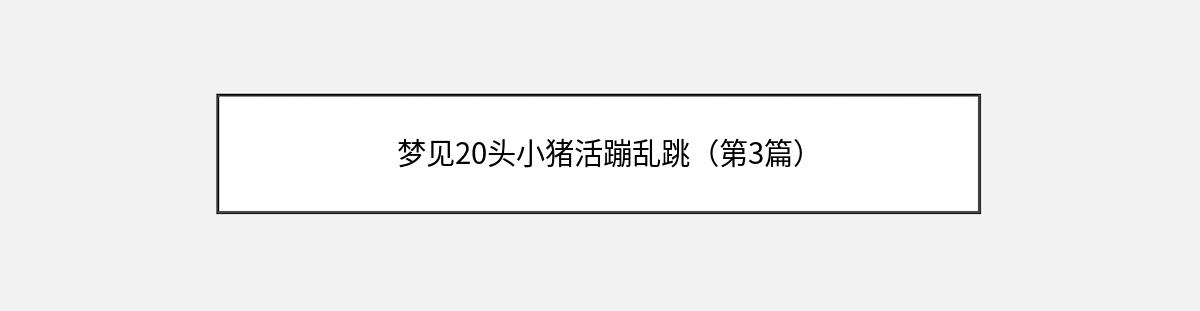 梦见20头小猪活蹦乱跳（第3篇）